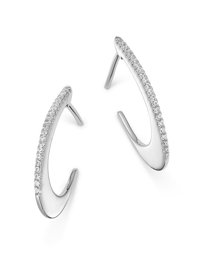 Bloomingdale's Pave Diamond Oval Hoop Earrings In 14k White Gold, 0.10 Ct. T.w. - 100% Exclusive