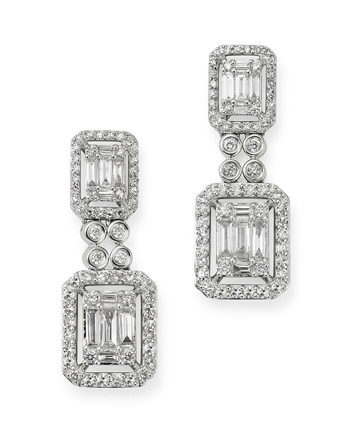 Bloomingdale's Diamond Mosaic Drop Earrings In 14k White Gold, 1.0 Ct. T.w. - 100% Exclusive