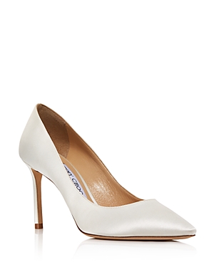 Jimmy Choo Women's Romy 85 Woven Pointed-toe Pumps In Ivory Satin
