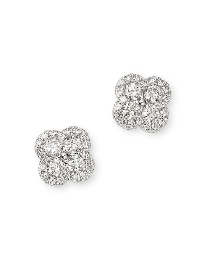 Bloomingdale's Diamond Clover Stud Earrings In 14k White Gold, 0.55 Ct. T.w. - 100% Exclusive