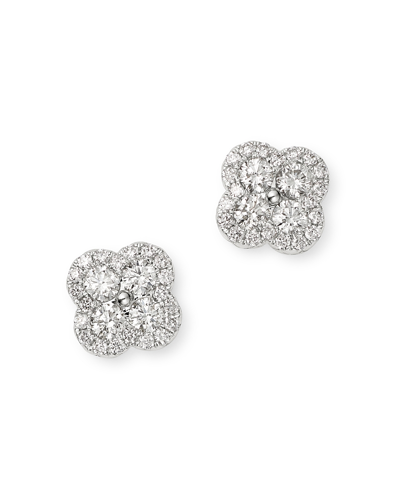 Bloomingdale's Fine Collection Diamond Clover Stud Earrings in 14K White Gold, 0.55 tcw