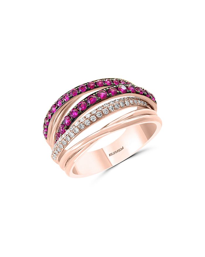 Bloomingdale's - Ruby & Diamond Crossover Band in 14K Rose Gold - 100% Exclusive