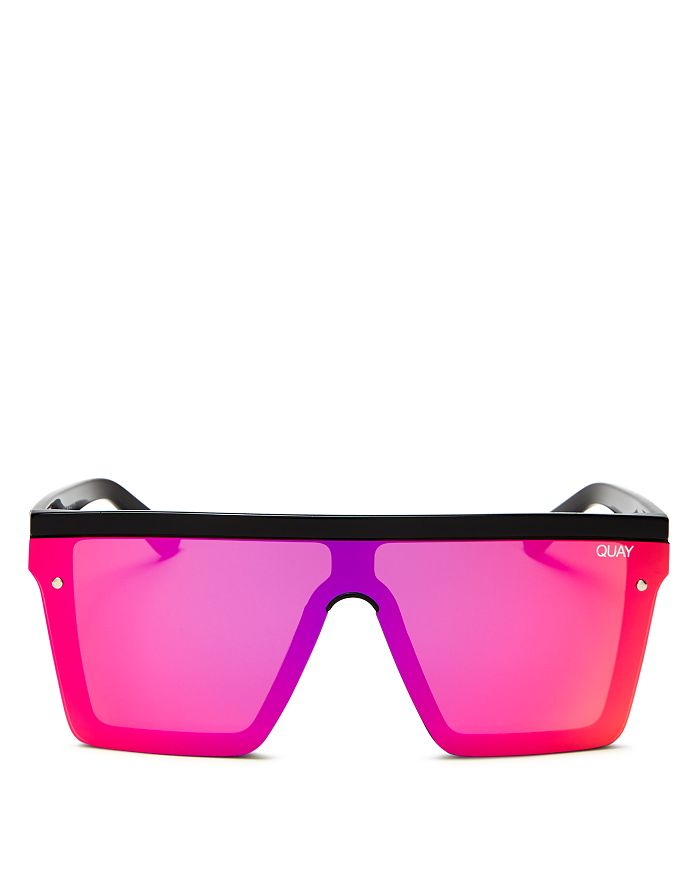 Quay Women's Hindsight Shield Sunglasses, 56mm In Black/pink Mirrored