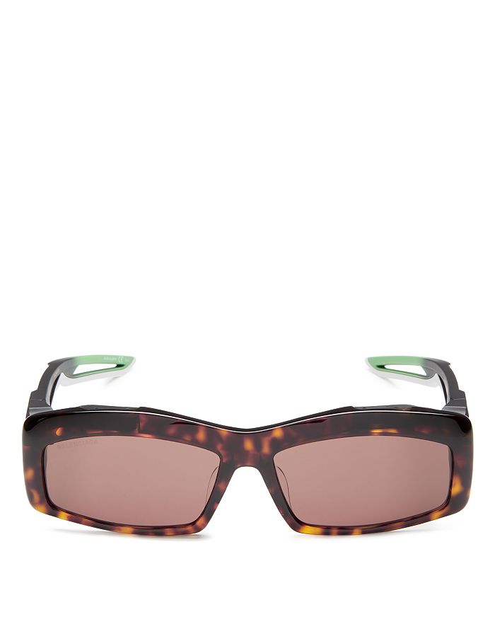 Balenciaga Unisex Square Sunglasses, 59mm In Shiny Dark Havana Green/brown