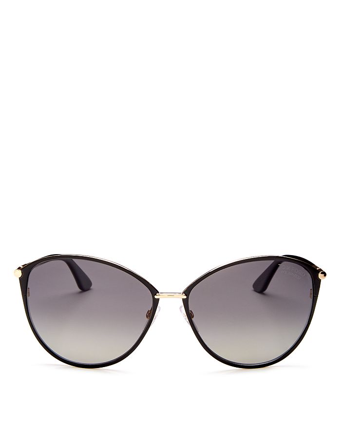 Shop Tom Ford Penelope Polarized Cat Eye Sunglasses, 59mm In Shiny Rose Gold/grey Gradient Polarized Lenses