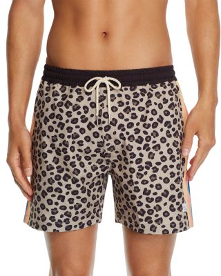 mens leopard print swim trunks