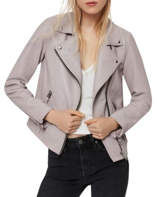 Allsaints Dalby Leather Biker Jacket In Pale Lavender