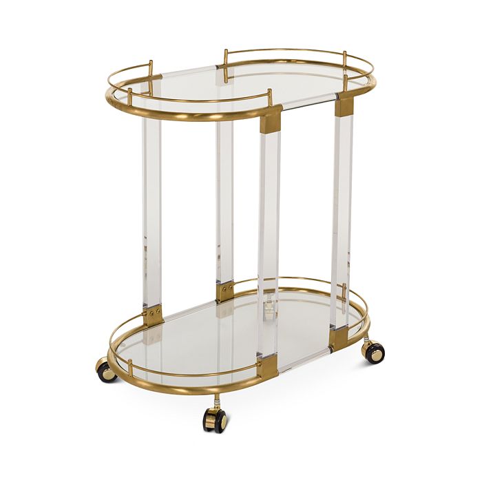 Shop Safavieh Lennon Acrylic Bar Trolley In Silver