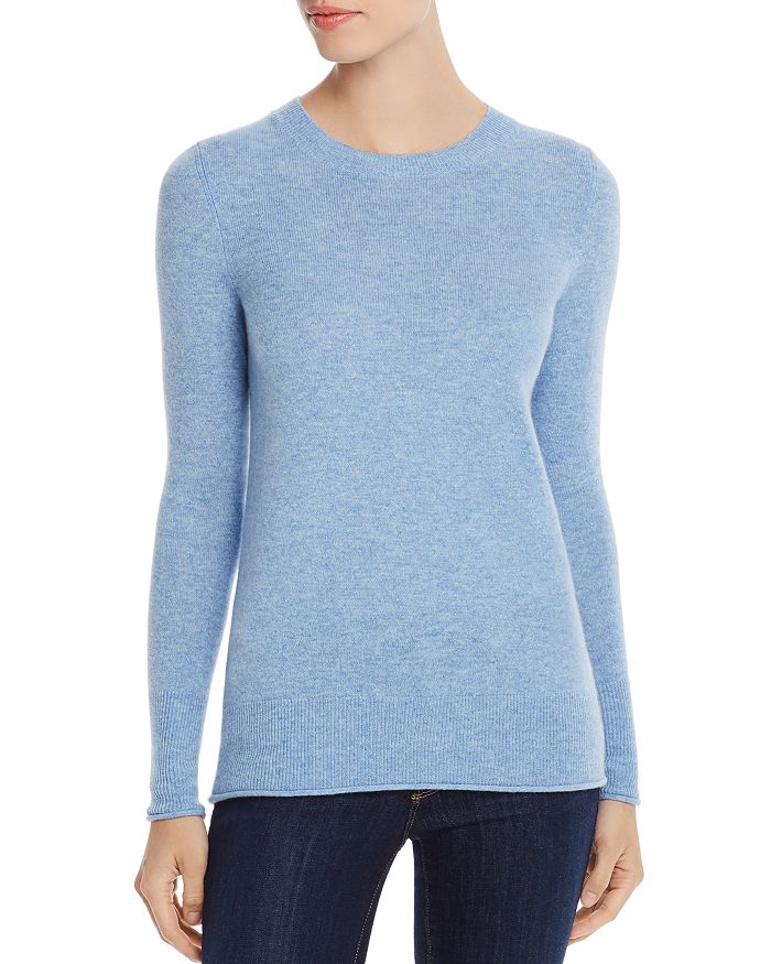 Aqua Cashmere Fitted Cashmere Crewneck Sweater - 100% Exclusive In Heather Blue