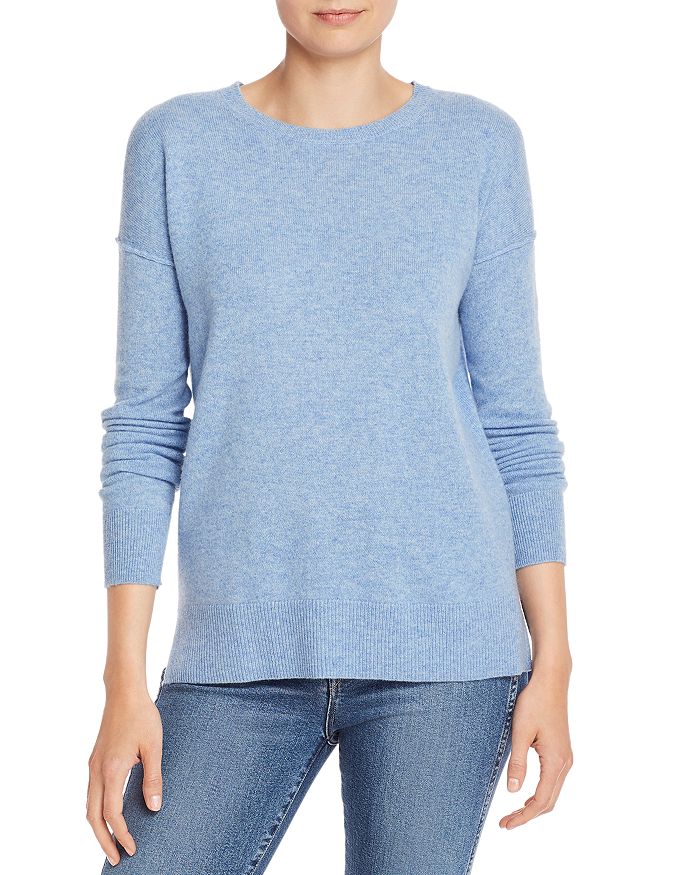 Aqua Cashmere High/low Crewneck Sweater - 100% Exclusive In Heather Blue