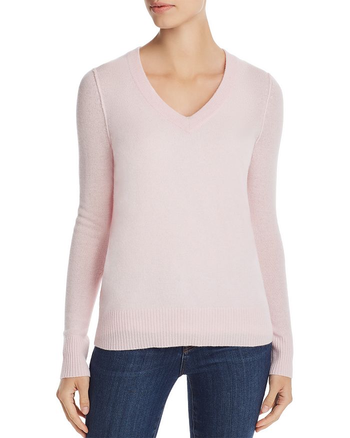 Aqua Cashmere V-neck Cashmere Sweater - 100% Exclusive In Pink Ice