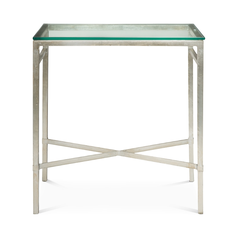 Safavieh Viggo Antique Silver Glass Side Table In Silver