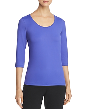 Hugo Boss Scoop Neck Stretch Jersey Top In Medium Blue