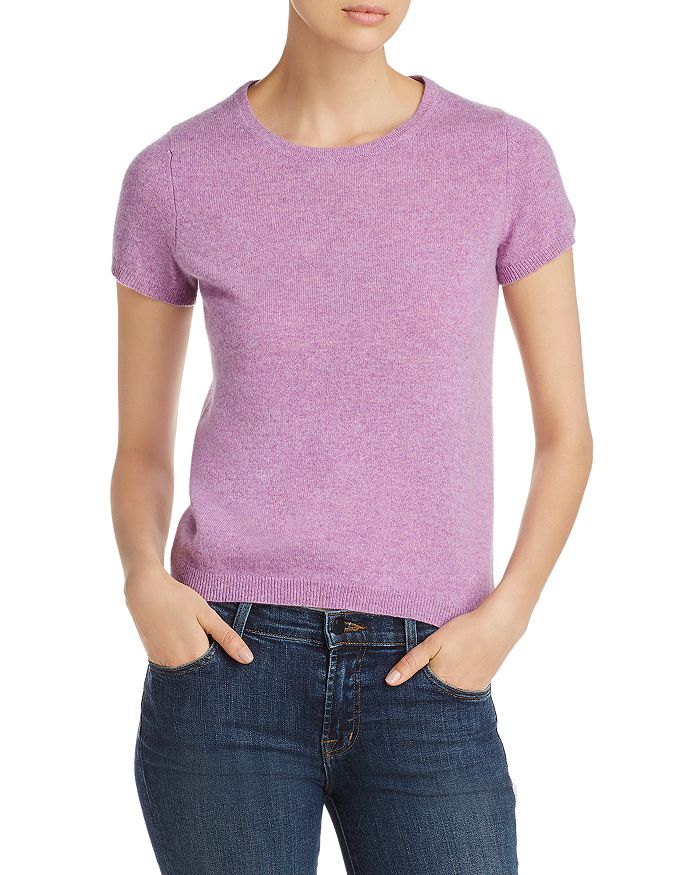 C By Bloomingdale's Short-sleeve Cashmere Sweater - 100% Exclusive In Marled Purple