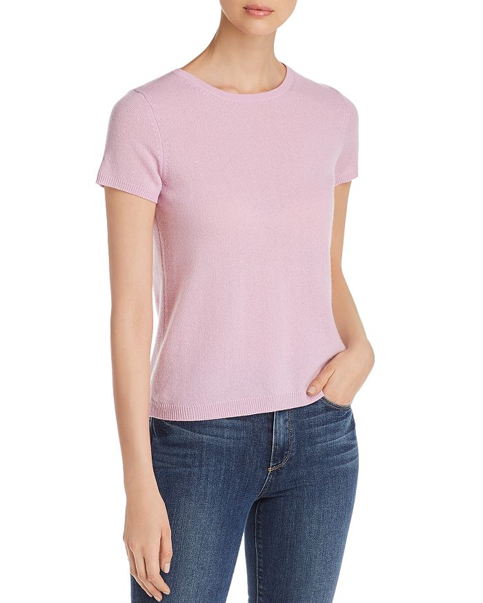 C By Bloomingdale's Short-sleeve Cashmere Sweater - 100% Exclusive In Rosy Lilac