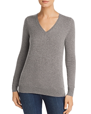 C By Bloomingdale's V-neck Cashmere Sweater - 100% Exclusive In Medium Gray