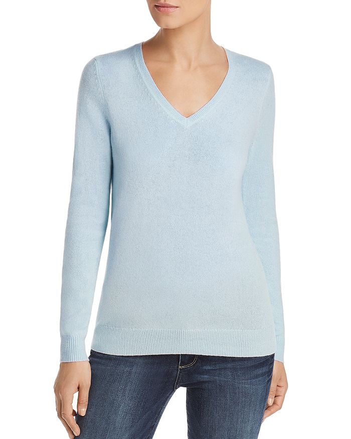 C By Bloomingdale's V-neck Cashmere Sweater - 100% Exclusive In Baby Blue