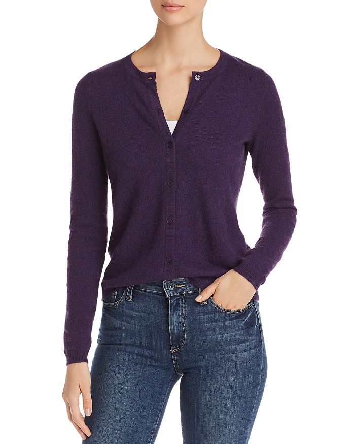 C By Bloomingdale's Crewneck Cashmere Cardigan - 100% Exclusive In Marled Plum