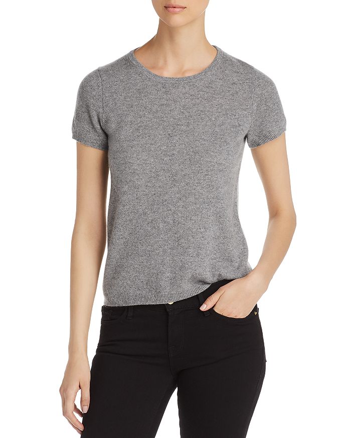 C By Bloomingdale's Short-sleeve Cashmere Sweater - 100% Exclusive In Medium Gray