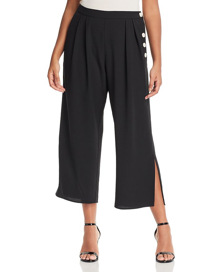 VINCE CAMUTO PLUS SIDE-BUTTON WIDE-LEG CROPPED trousers,9239328