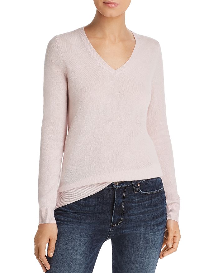 C By Bloomingdale's V-neck Cashmere Sweater - 100% Exclusive In Petal Pink
