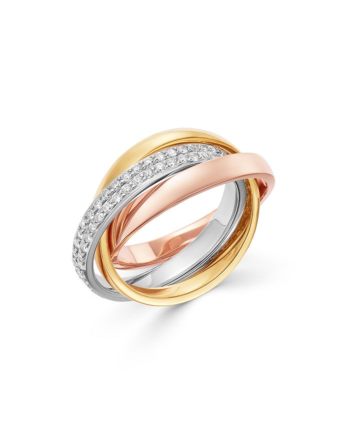 Bloomingdale's Diamond Rolling Ring In 14k Yellow, White & Rose Gold, 1.0 Ct. T.w. - 100% Exclusive In White/multi