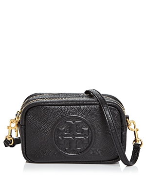 Tory Burch Perry Bombe Mini Leather Crossbody In Black