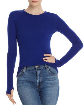 Enza Costa - Cashmere Fitted Cuffed Long Sleeve Cuffed Crew