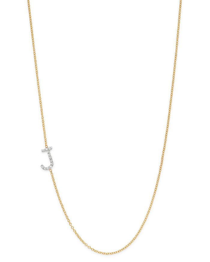 Zoe Lev 14k Yellow Gold Diamond Asymmetric Initial Necklace, 18 In J/gold