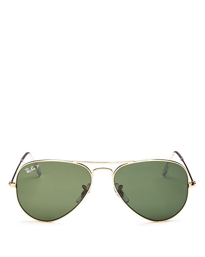 Ray Ban Unisex Polarized Brow Bar Aviator Sunglasses In Green