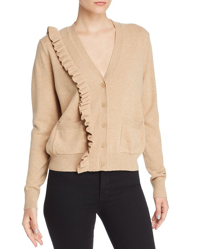 SANDRO CAMEEN RUFFLED WOOL & CASHMERE CARDIGAN - 100% EXCLUSIVE,SFPCA00107