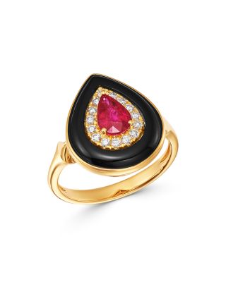 black onyx and ruby ring