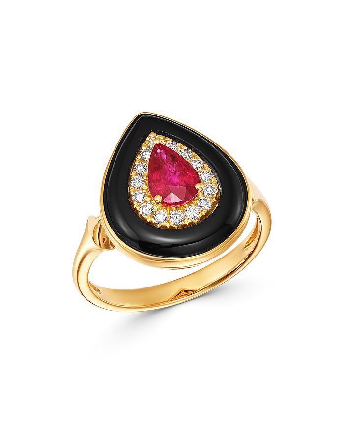 Bloomingdale's Ruby, Black Onyx & Diamond Ring In 14k Yellow Gold - 100% Exclusive In Multi/gold