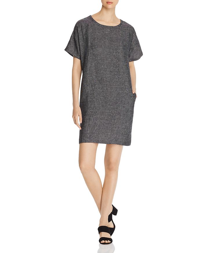 Eileen Fisher Women's Cowlneck Shift Dress Black Size Petite Medium