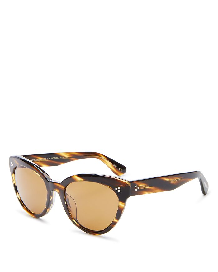 Shop Oliver Peoples Roella Polarized Cat Eye Sunglasses, 55mm In Black/g 15 Polarized