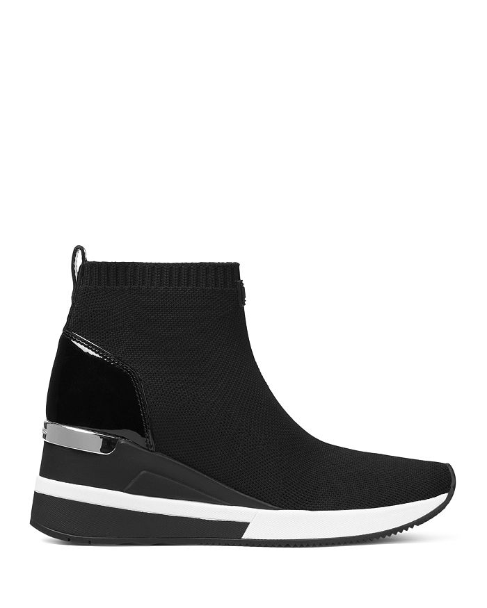 Michael Michael Kors Women's Skyler Knit Slip-on Sneaker Boots In Black ...