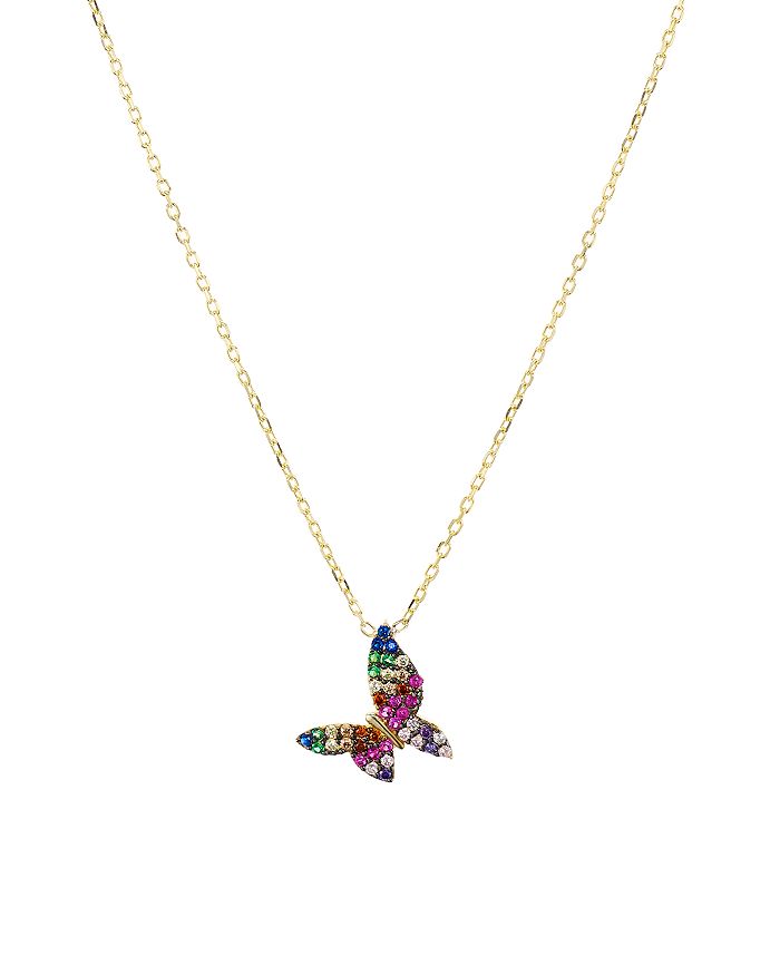 Aqua Butterfly Pendant Necklace In Gold-plated Sterling Silver, 16 - 100% Exclusive In Multi/gold