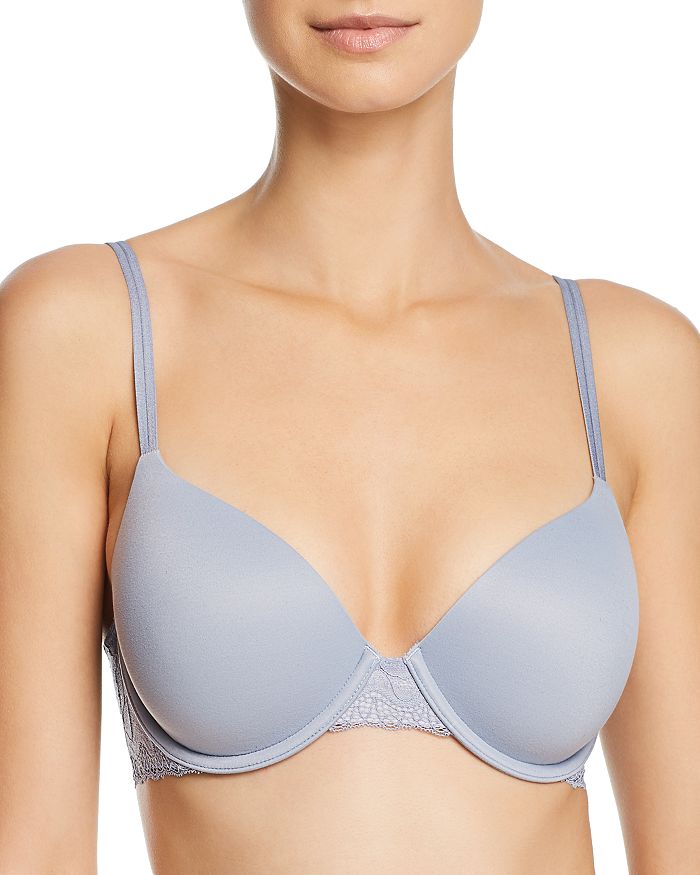 Calvin Klein Perfectly Fit Etched Lace Lightly Lined Underwire Bra In Victory Gray