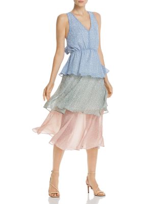 Sam Edelman - Tiered Color-Blocked Leopard Dress