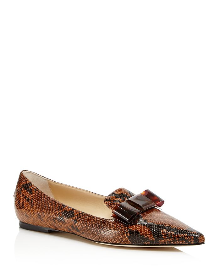 Jimmy Choo Women's Gala Pointed Toe Flats In Cuoio Snake Embossed