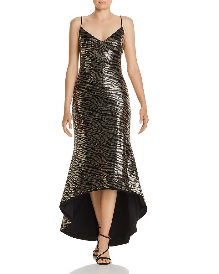 BLACK HALO ARMELLE HIGH/LOW SEQUIN GOWN,3622171