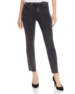 frame le high straight raw edge jeans