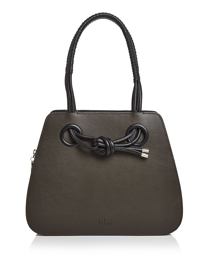 Behno Jacqui Leather Shoulder Bag In Black/silver