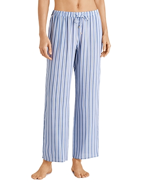 Hanro Sleep & Lounge Woven Viscose Pants In Soft Blue Stripe