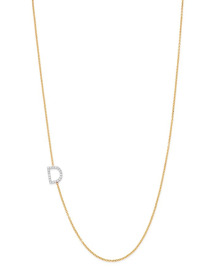 Zoe Lev 14k Yellow Gold Diamond Asymmetric Initial Necklace, 18 In D/gold