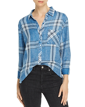 Rails Hunter Plaid Shirt In Chambray Pacific Onyx White