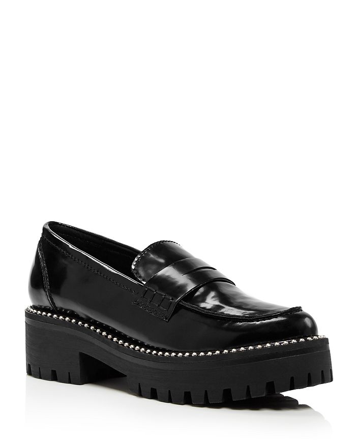 Aqua Women's Bela Studded Platform Loafers - 100% Exclusive In Black Patent Leather