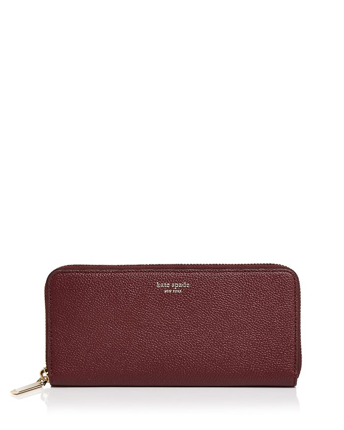 Kate Spade Slim Leather Continental Wallet In Cherrywood/gold