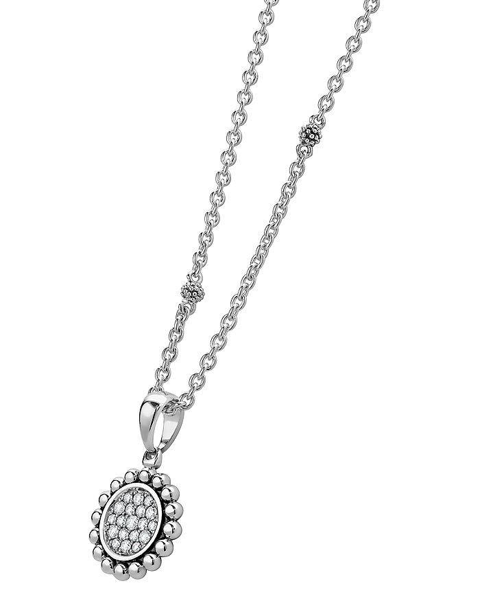 Shop Lagos Sterling Silver Caviar Spark Diamond Pendant Necklace, 18 In White/silver