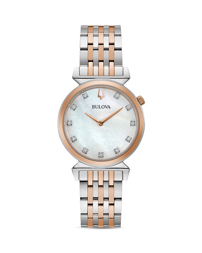 Bulova Regatta Diamond Slim Watch, 30mm In White/multi